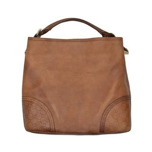 Gucci Vintage Brown Leather Top Handle Tote